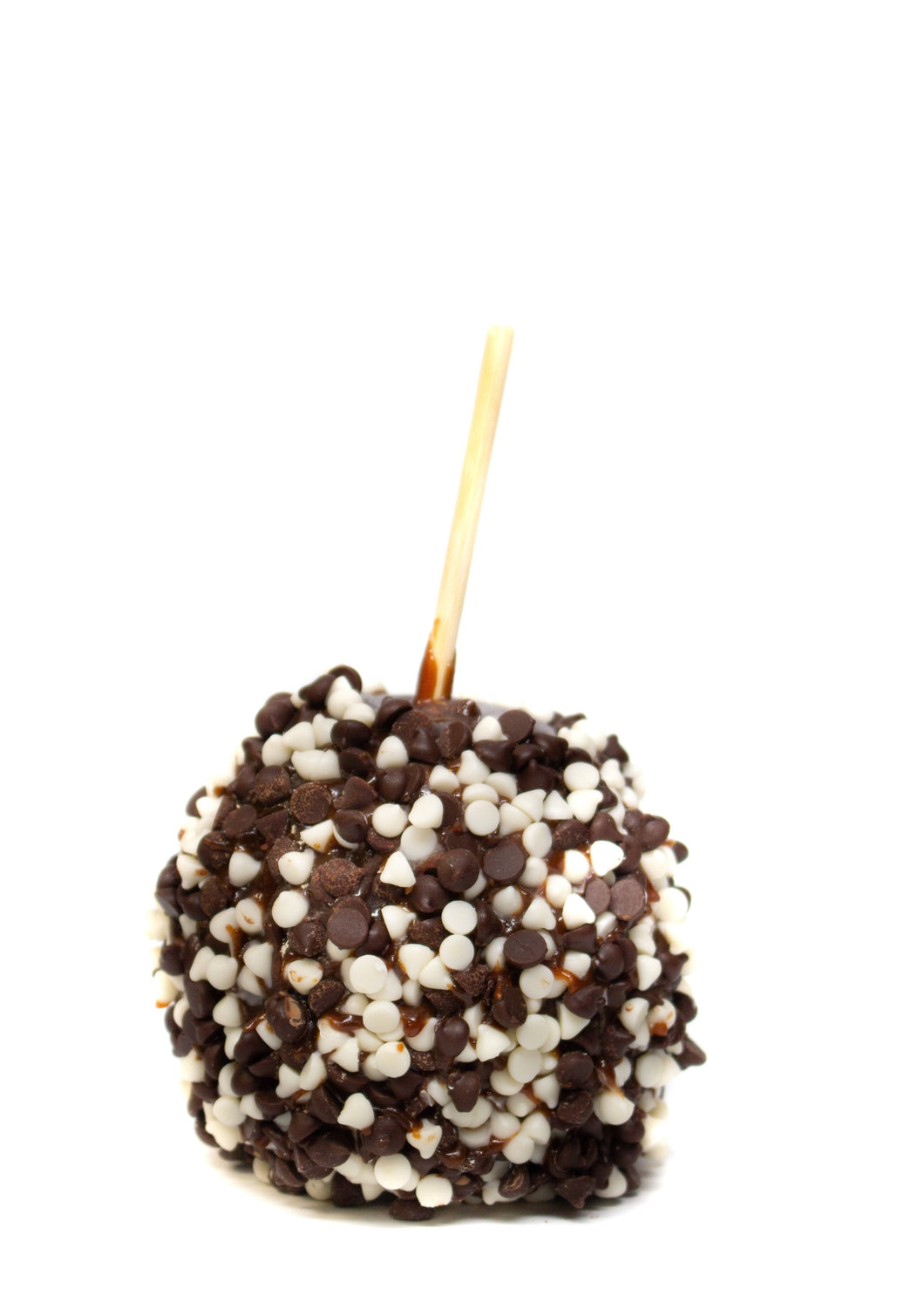 Hand Dipped Caramel Apple Rolled in Black & White Chocolate Chips