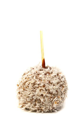 Hand Dipped Caramel Apple Rolled in Shredded Coconut